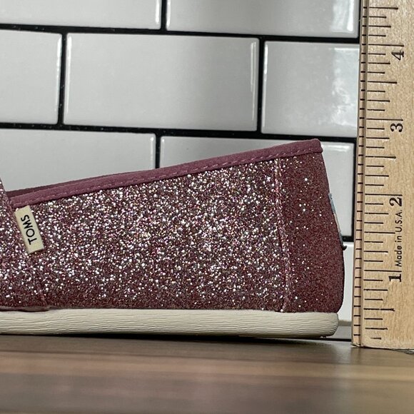 Toms Classic Womens Size 5.5 Shoes Rose Glow Iridescent Glitter Slip On Flats - Picture 9 of 13